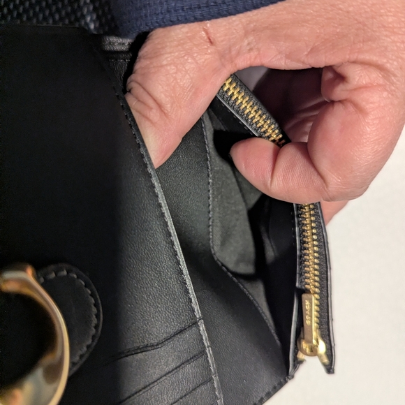 Coach Slim Tabby Black Leather Women's Wallet with Gold Accent - Picture 8 of 9